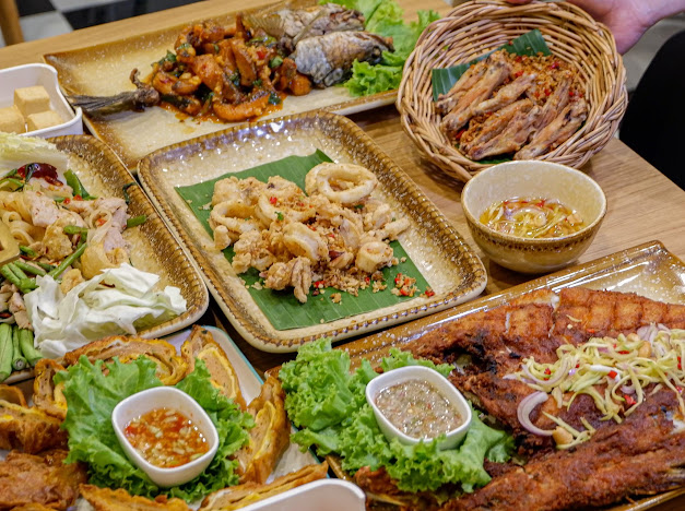 Thai local dishes on a shared table